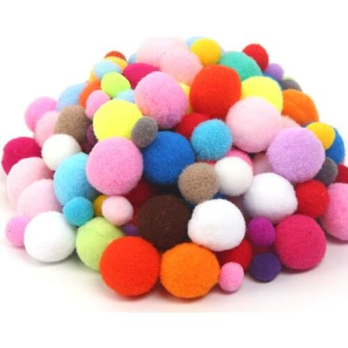 100pcs/lot 10 15 20 25mm mix size Kids Hairball DIY Pompoms Toy Craft Supplies Fluffy Pompon Pom Poms Kindergarten Craft Toys