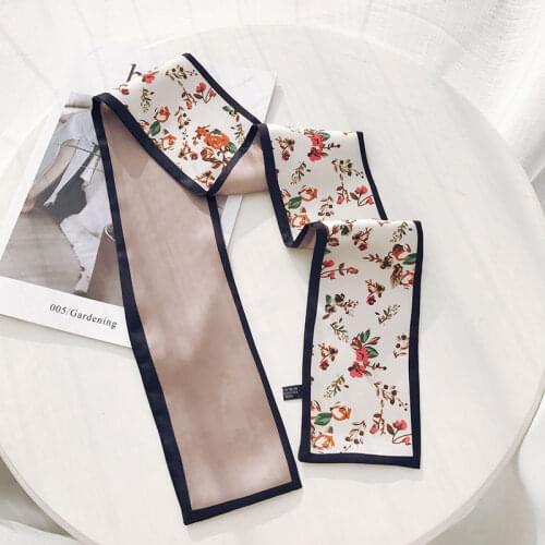 Hair Tie Band Decorative Multifunctional Head Wrap Multicolor two-sided flower print Kerchief Neck Elegant Long scarves SJ018