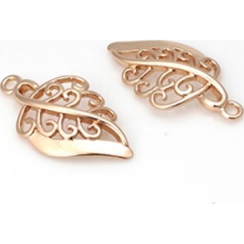 Gold Plated Brass Leaves Charms Pendants Diy Jewelry Findings (6Pcs)