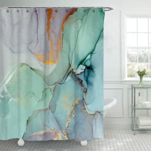 Multicolor marmer waterdicht douchegordijn badkamer partitie gordijn met C-haak