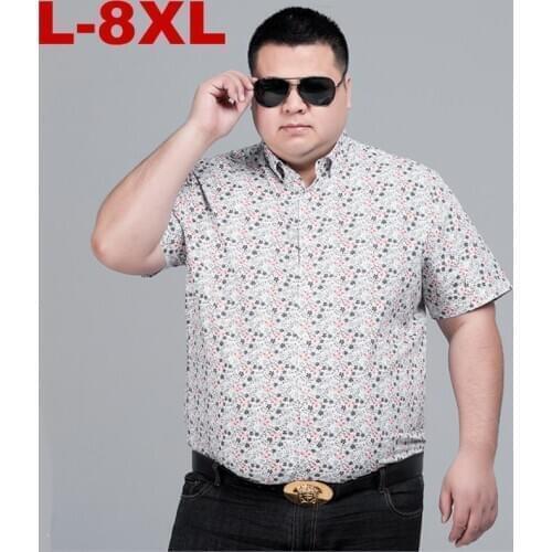 8xl 7XL Plus Size Men Fashion Slim Fit Casual Plaid Shirt Men Dress Shirts Short Sleeve Social Mens Shirt Striped Chemise Homme