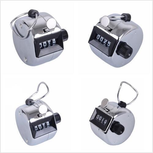 Stainless Metal Mini Handheld Manual 4 Digit Number Hand Tally Counter Clicker Silver Color