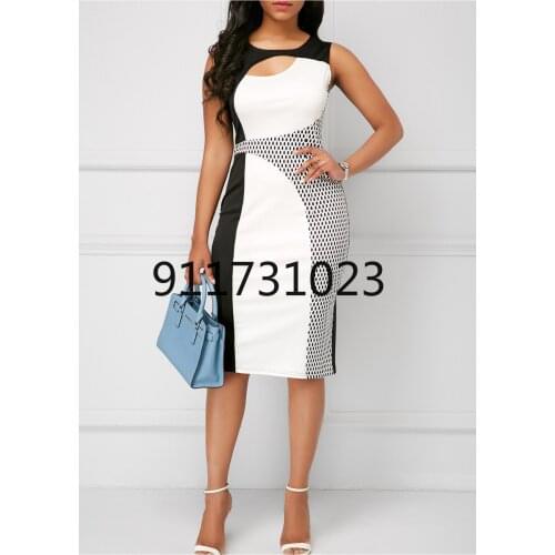 S-5XL Summer Sexy Women O-neck Sleeveless Polyester Dress Woman Dress