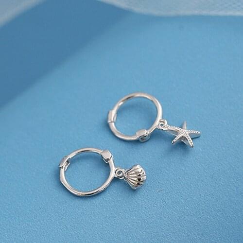 Starfish Shell Hoop Earrings For Women Pendant Korean Simple Vintage Fashion Hot Sale Teens Wedding Gifts Girls Jewelry BOYULIGE