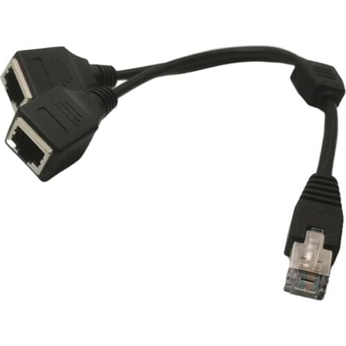 RJ45 1 Male to 2 Female Socket Port LAN Ethernet Network Splitter Y Stable Transmission Cat5e Cat5 Cat6 Easy Adapter Cable