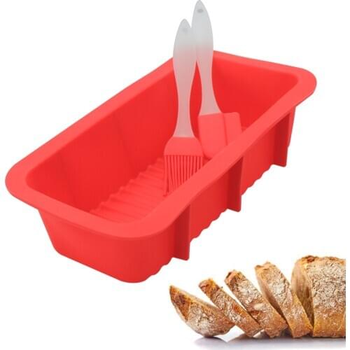 Diy Silicone Cake Mold with Brush and Spatula Baking Accessories Rectangular Toast Pan Home Kitchen Tools Bread Mold