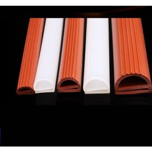 15X12mm Silicone E-shaped Strips High-Temperature Industrial Oven Door Rubber Sealing Strips-1/2meter