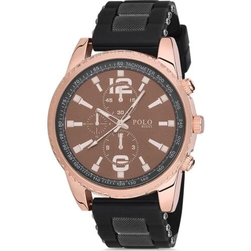 POLO Rucci 9409 Silicone Watchband Men Wristwatch Watch Case Diameter 42 mm Cord Color Black NDRPR9409SA003