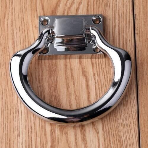 Modern simple Surface mounted free punching fan-shaped chrome silver sofa wooden chair wooden doordrop ring pull knob handle