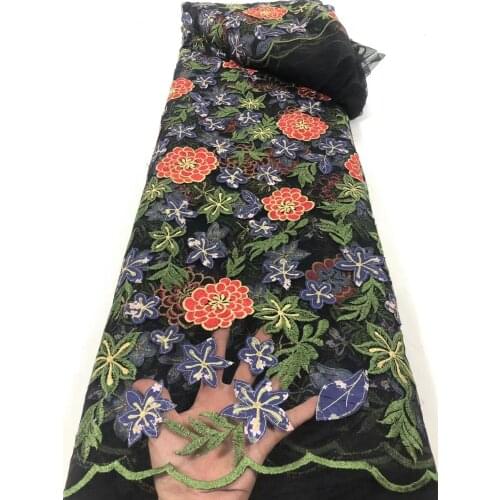 5yards/pc) High quality flowers embroidered French net lace newest African tulle lace fabric for wonderful dress FRX004