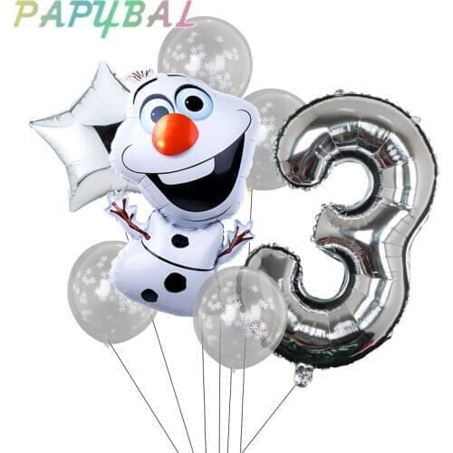 7pcs/lot Frozen Party Balloons Olaf Balloons 32inch Number Balloon Baby Shower Birthday Party Decorations Kids Toys Globos
