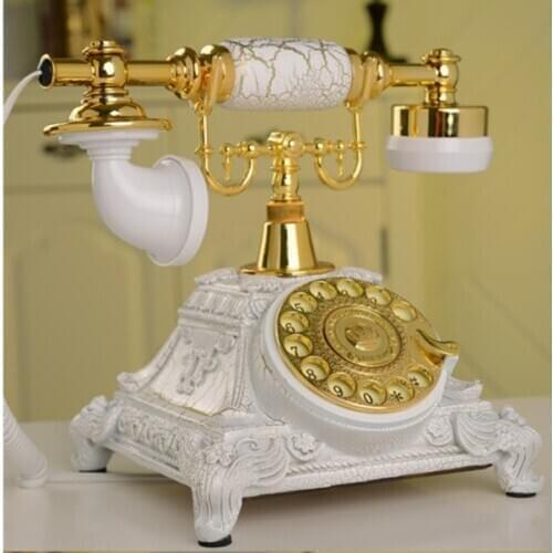 Vintage Antique Retro Rotary Handset Desk Resin Telephone European Style White
