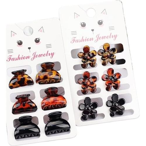 6 PCS/Pack Chic Tortoise Small Girls Clips Super Strong Mini Octopus Fine Hair Claw Resin Barrettes Hair Accessories For Women