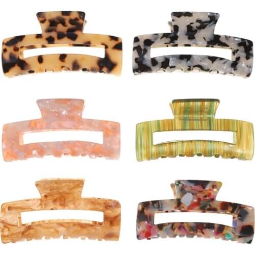 2021 Trendy Leopard Print Hair Claw Clips Geometric hair Clamp Grab Hair Styling Tools for Women Girls Hairpin Hair Accessories