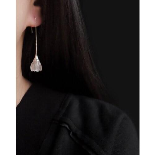Fashion Crysatl Drop Earrings For Lady Real 925 Sterling Silver Earrings Elegant Fine Jewelry For Wedding Birthday Gift 2019