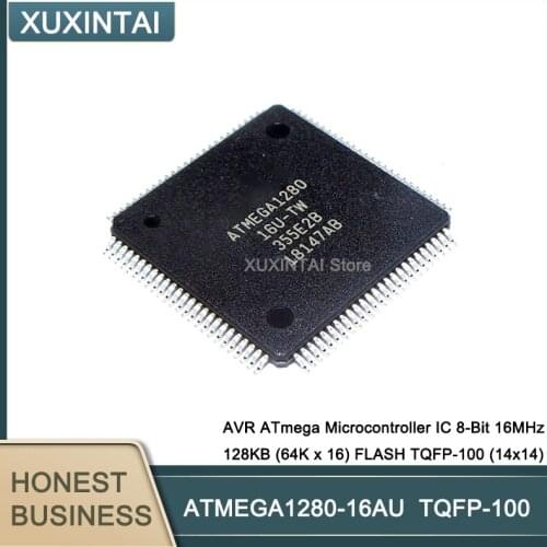 10Pcs/Lot ATMEGA1280-16AU ATMEGA1280 AVR ATmega Microcontroller IC 8-Bit 16MHz 128KB (64K x 16) FLASH TQFP-100 (14x14)
