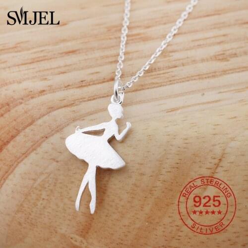 100% 925 Sterling Silver Ballerina Pendant Necklace For Women Necklaces Dancers Accessories Ballet Jewelry Girl Party Gifts