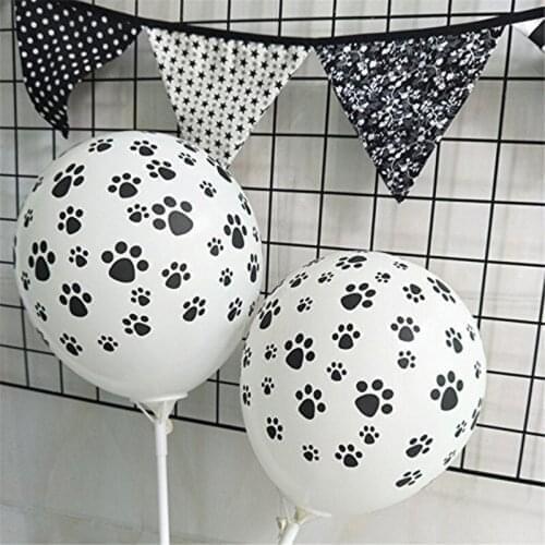 100pcs/set Dog Paw Printed Balloons Black White Dog Paws Latex Balloons For Baby Shower Birthday Christmas Party Decor Supplies