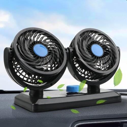 12V/24V 360 Degree Rotating All-Round Low Noise Cooling Air Fan Adjustable Car Auto Air Cooling Dual Head Fan