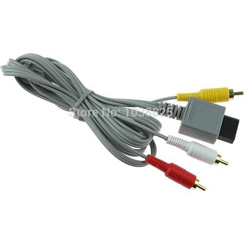 20pcs/lot Gray 1.8m Audio Video Gold-plated AV Composite 3 RCA Cable for Nintendo Wii
