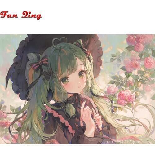 Diamond Painting Japanese Anime Girl Cross Stitch Full Square Round Rhinestone Embroidery Mosaic Home Decoration