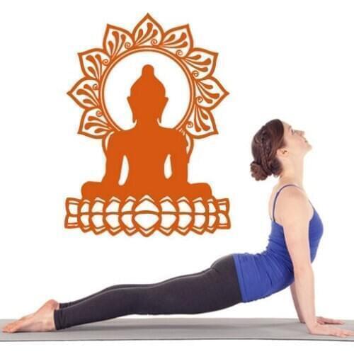 Buddha Indian God Wall Decal Yoga Lotus Pose Vinyl Stickers Meditate Home Decal Removable Bedroom Hindu God Pattern Decor SYY526