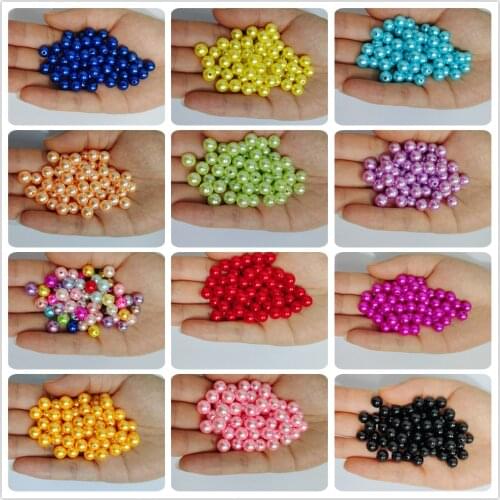 3mm-12mm 25pcs-1000pc 16 Color straight holes round imitation plastic pearl beads DIY for Jewelry Making Accessories needlework