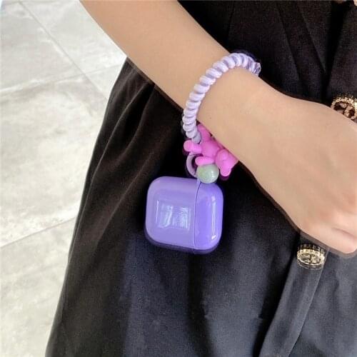 Cute Candy TPU Wristband Chain Earphone Case for Airpods 1 2 Soft Headphone Cover for Air Pods Pro Capa with 3D Bear Oranment