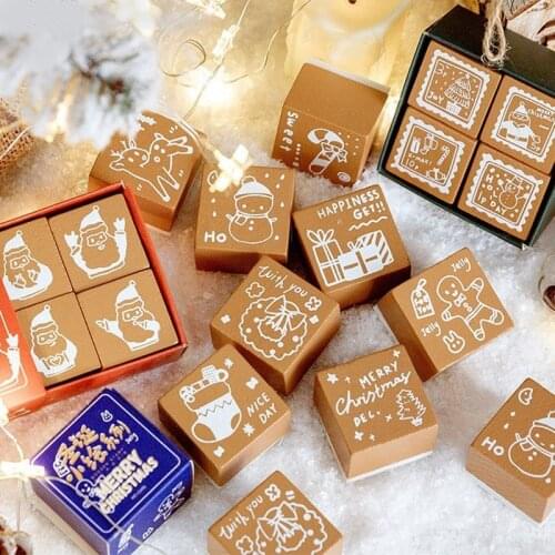 Merry Christmas Items Wood Stamp For Stationery DIY Scrapbooking Rubber Card Making Album Decoroation Crafts