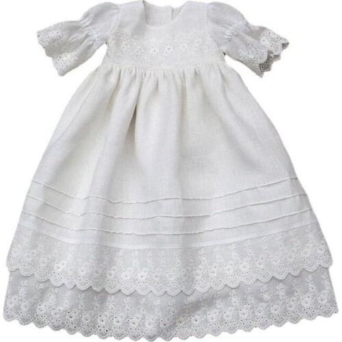 Princess Layers Girls Dress Toddler Beautiful Kids Outfits Summer Cotton Linen Kids Clothes Baptism Birthday