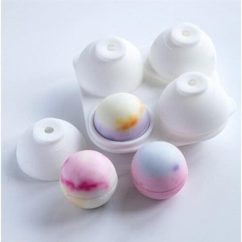 4-Cavity Round Ball Shape Candle Mold DIY Gypsum Aromatherapy Silicone Molds Chocolate Cake Decorating Tools Candle Resin Crafts