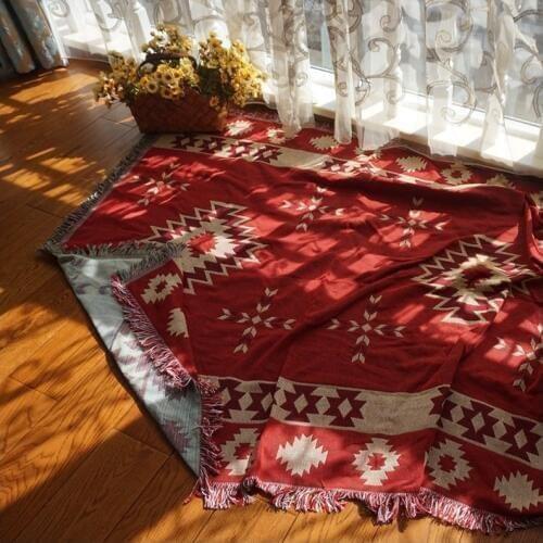 Cotton Rhombus Knitted Sofa Towel Blanket Bohemia Carpet Cover Blankets Living Room Bedroom Rug Soft Carpet Bedspread Sheets