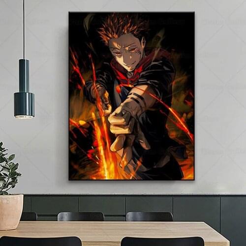 HD Printed Jujutsu Kaisen Canvas Painting Wall Art Ryomen Sukuna Poster Home Decor Bedroom Modular Anime Role Pictures Framed
