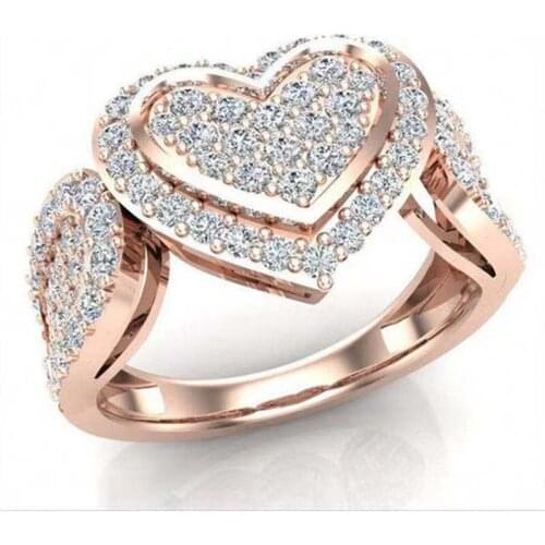 Romantic Wedding Engagement Micro Pave White CZ Rose Gold Color Ring Size 6 7 8 9 10 Wholesale Romantic Nice Women Jewelry Gift
