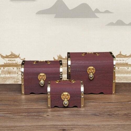 S/M/L Pirate Treasure Wooden Piggy Bank Cash Coins Safe Money Saving Box Kids Childrens Day Birthday Gift With Heart Lock