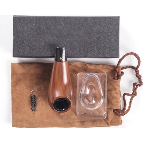 1Set Tobacco Pipe Smoking set Bakelite Wood Smoking Pipe with Pipe holder Accessories Washable Mens Gadget Gift box