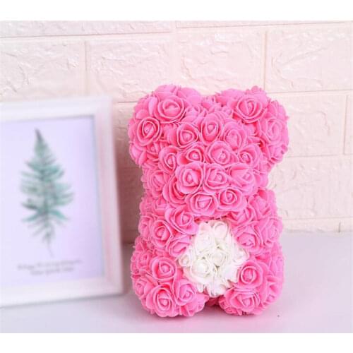 Love Shape Teddy Rose Bear Artificial Flower Bear Rose Valentines Day For Girlfriend Women Wife Mothers Day Wedding Gifts Box