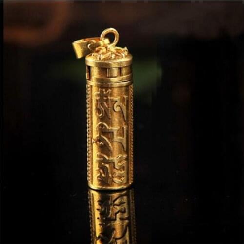 Copper Statue Tibetan Tibet Buddhist Copper OM Ghau Box Prayer Amulet Pendant Divine Focus