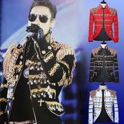 Mens DJ Dance Stage Performance Nightclub Singer Bar Jacket topHeavy metal Tassel Sequin high quality Modern Stage Clothing