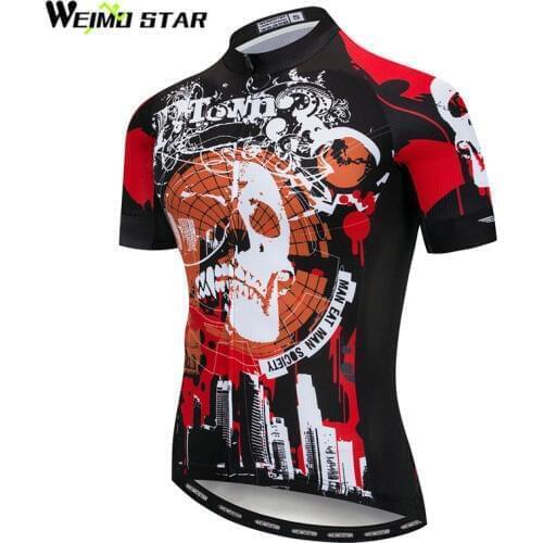 Weimostar Bike Team Men Skull Cycling Jersey Road mtb Bike Jersey Shirt Short Sleeve Bicycle Clothes quick dry Cycling Clothing
