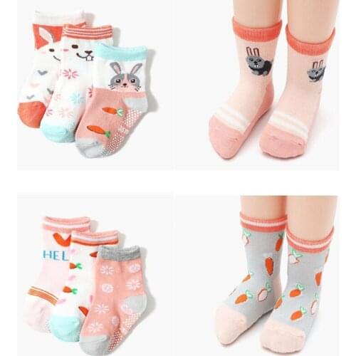 12pairs/Lot Cotton Non-slip Baby Girls Infant Toddlers Anti-Slip Socks for 1-3 Years