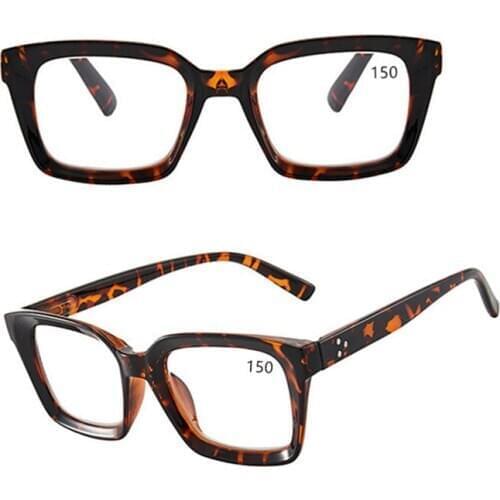 2021 New Oversized Square Delicate Men Women Reading Glasses Leopard Resin Lenses Hyperopia Frame Eyewear +1.0~+3.5