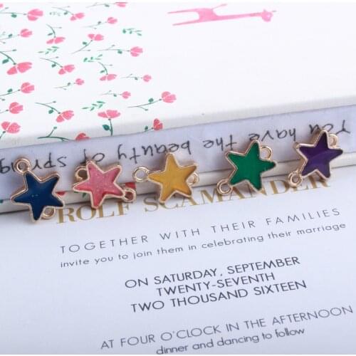 Wholesale 20 pcs/lot 14*18mm gold Alloy Dangle Charms Pentagram Type Connectors Enamel Charms DIY Handmade Jewelry Findings