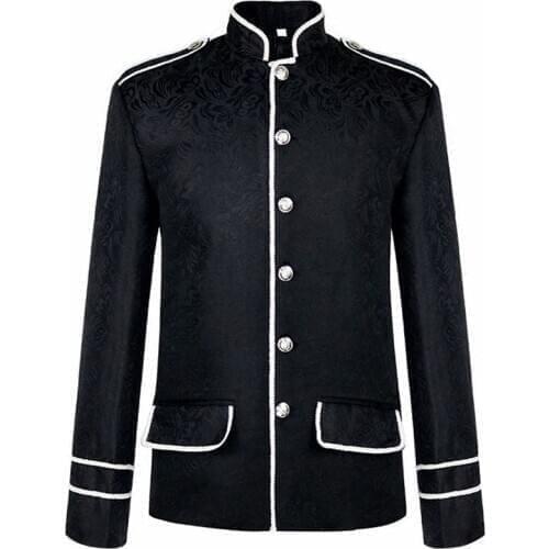 Autumn Winter MenS Punk Style Solid Printed Jacket Thick Keep Warm Slim Formal Gothic Military Suit Coats Victorian Outerwear