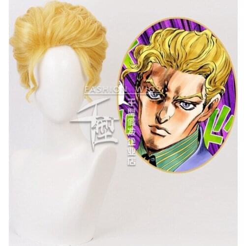 JOJO Kira Yoshikage Wig Cosplay Costume JoJos Bizarre Adventure Giorno Giovanna Golden Synthetic Hair Role Play Wigs