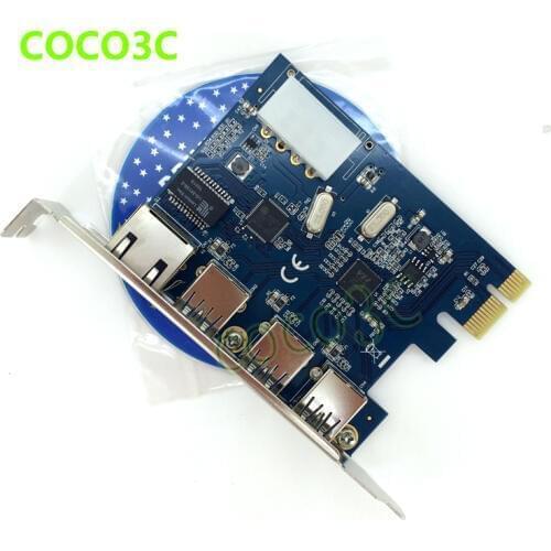 PCI-e to External 3 ports USB 3.0+ RJ45 Gigabit Ethernet Network card USB3.0 + 1000M LAN Combo PCI express card