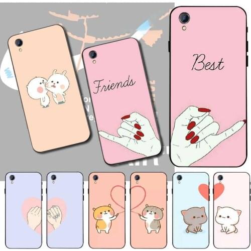 PENGHUWAN Lovers Best Friends Couple Cover Black Soft Shell Phone Case Capa For Vivo Y91c Y17 Y51 Y67 Y55 Y93 Y81S Y19 Y7S Case
