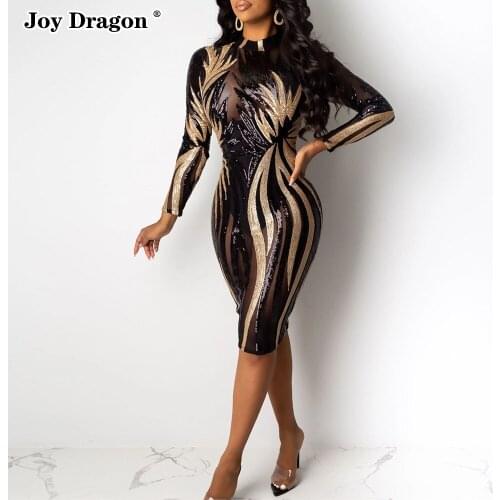 Summer Autumn Women Sexy Mesh Sequin Dress 2021 Elegant Black Bodycon Midi Party Evening Dresses Plus Size Tight Ladies Clothing
