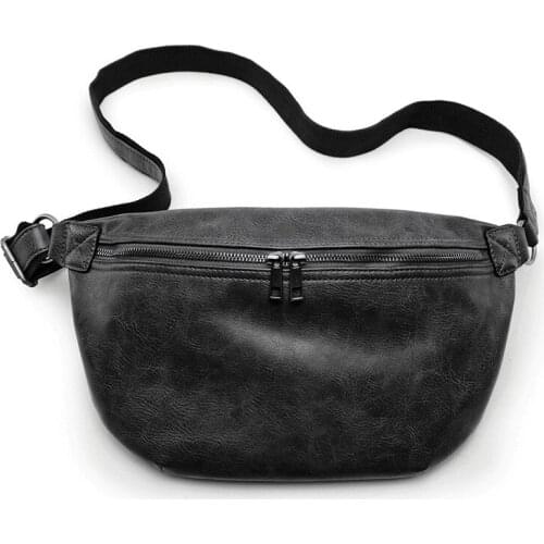 New Fanny Pack Heuptas Waist Men Women Belt Bag Male Fashion Large Wallet Solid Thicken Leather Belt Bag Waist Pack Purse Bags