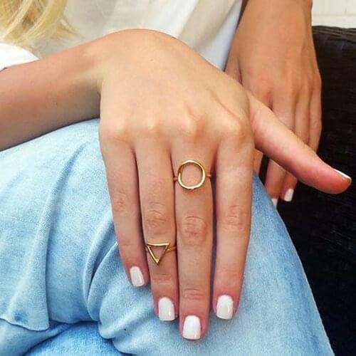 Simple Anel Masculino Rose Gold Color Circle Rings For Women Gifts Wedding Jewelry Geometric Round Alloy Mini Rings Men Aneis